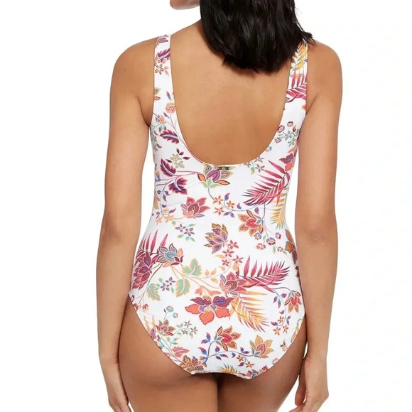Jacobean Floral Over The Shoulder One-Piece Swim - Picture 6 of 12